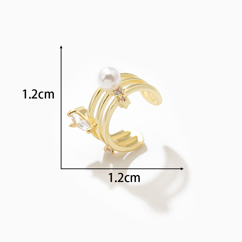 1 Piece Fashion C Shape Plating Inlay Copper Pearl Zircon Gold Plated Silver Plated Ear Clips display picture 2