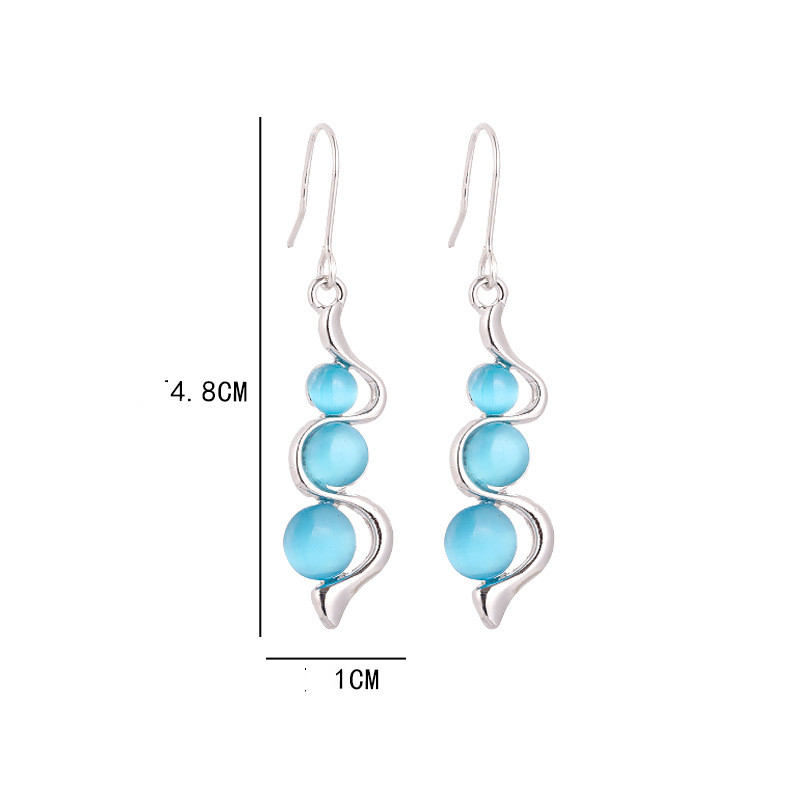 1 Pair Simple Style Water Droplets Metal Inlay Opal Women's Drop Earrings display picture 6