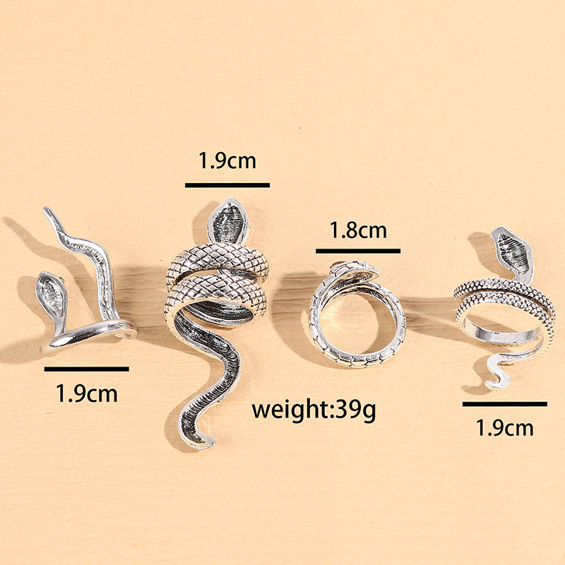 Punk Snake Alloy Inlay Rhinestones Silver Plated Women's Open Ring display picture 5