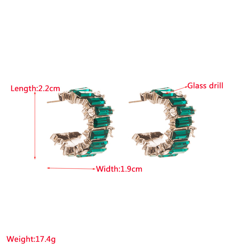 1 Pair Fashion C Shape Plating Inlay Alloy Rhinestones Glass Silver Plated Ear Studs display picture 1