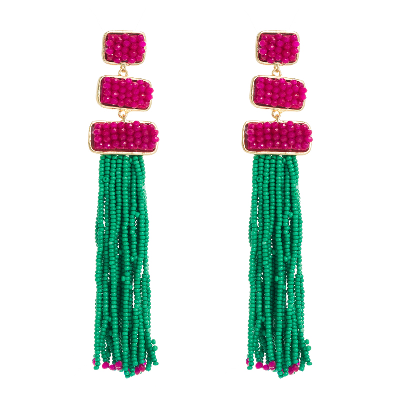 1 Pair Ethnic Style Tassel Alloy Beaded Gold Plated Women's Drop Earrings display picture 11