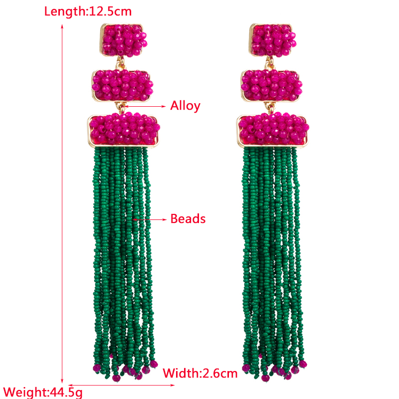 1 Pair Ethnic Style Tassel Alloy Beaded Gold Plated Women's Drop Earrings display picture 1