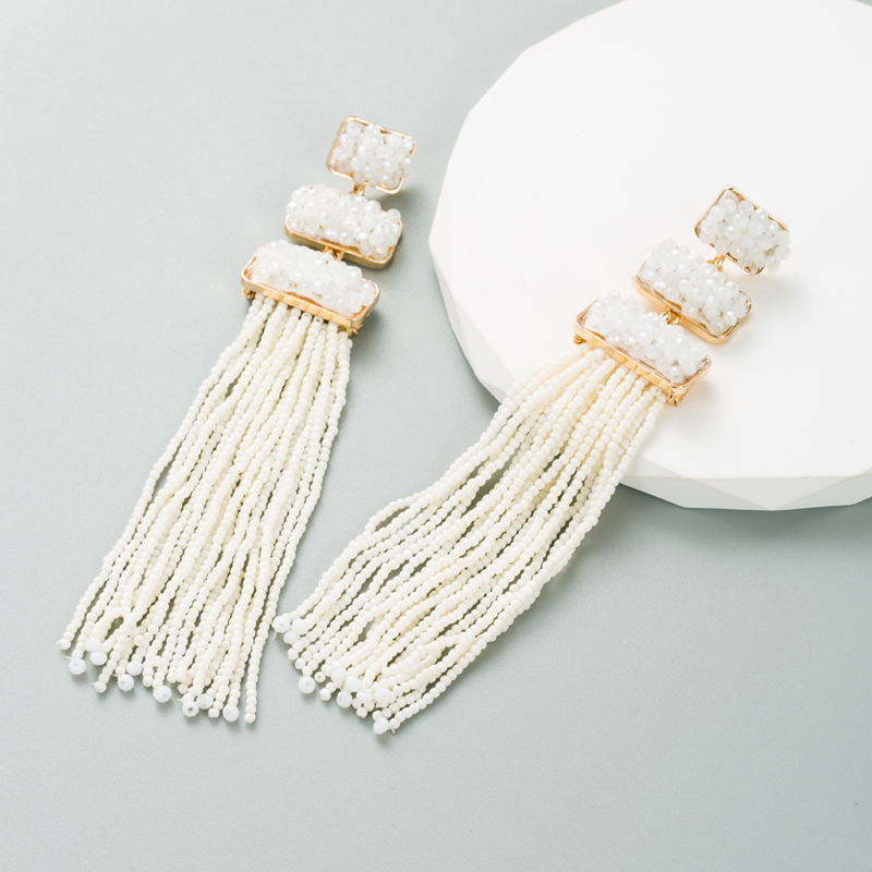 1 Pair Ethnic Style Tassel Alloy Beaded Gold Plated Women's Drop Earrings display picture 3