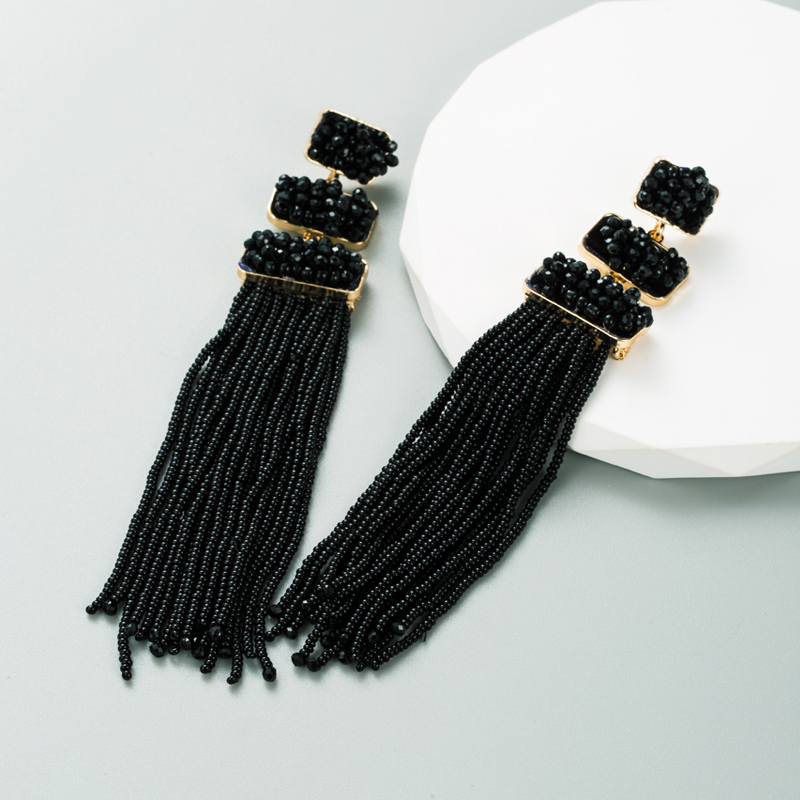 1 Pair Ethnic Style Tassel Alloy Beaded Gold Plated Women's Drop Earrings display picture 4