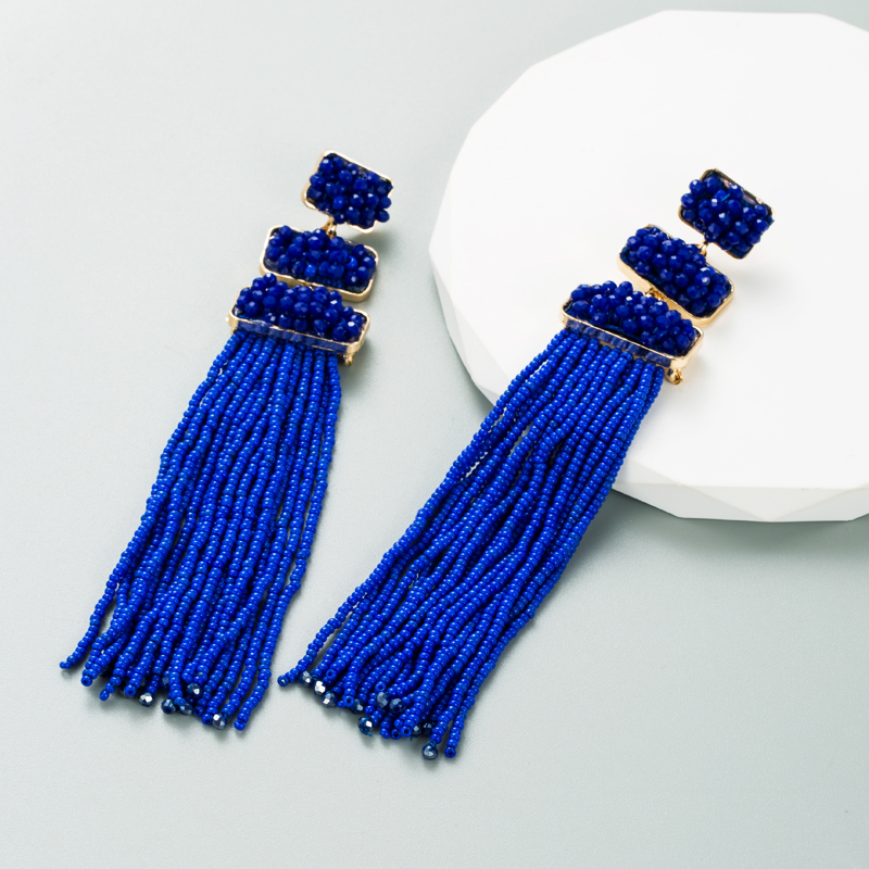 1 Pair Ethnic Style Tassel Alloy Beaded Gold Plated Women's Drop Earrings display picture 8