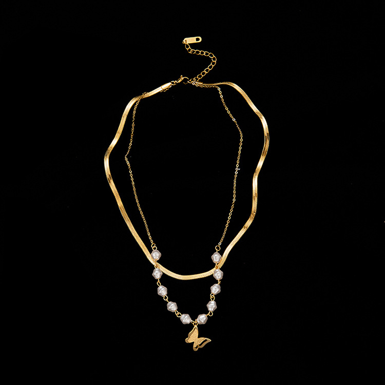 Acero Inoxidable 304 Chapados en oro de 18k Estilo Simple Enchapado Mariposa Plástico Collar display picture 1