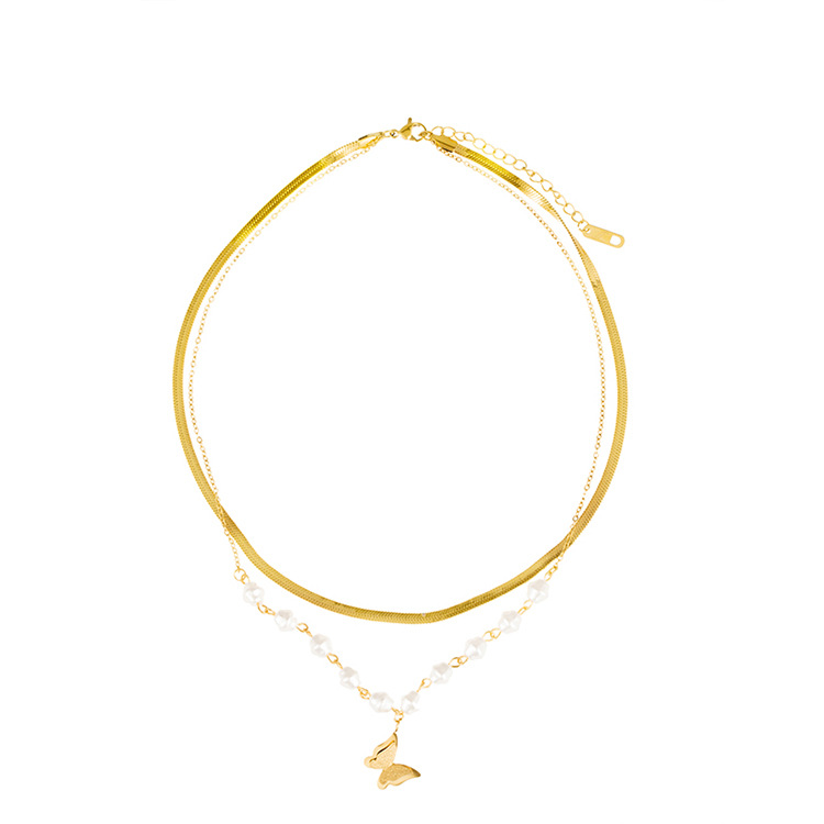 304 Stainless Steel 18K Gold Plated Simple Style Plating Butterfly Plastic Necklace display picture 5