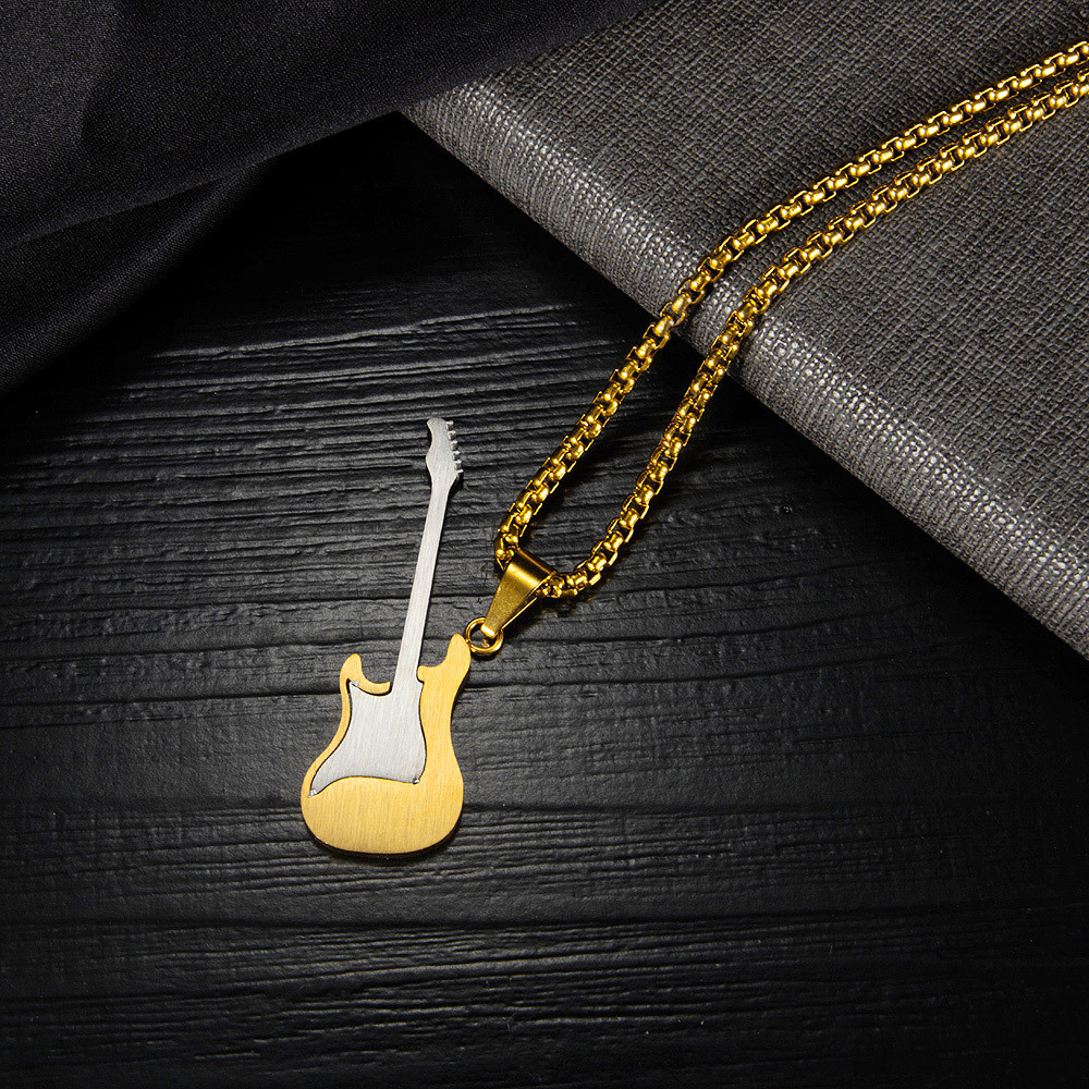 Hip-hop Cool Style Guitar Stainless Steel Titanium Steel Plating Pendant Necklace 1 Piece display picture 7