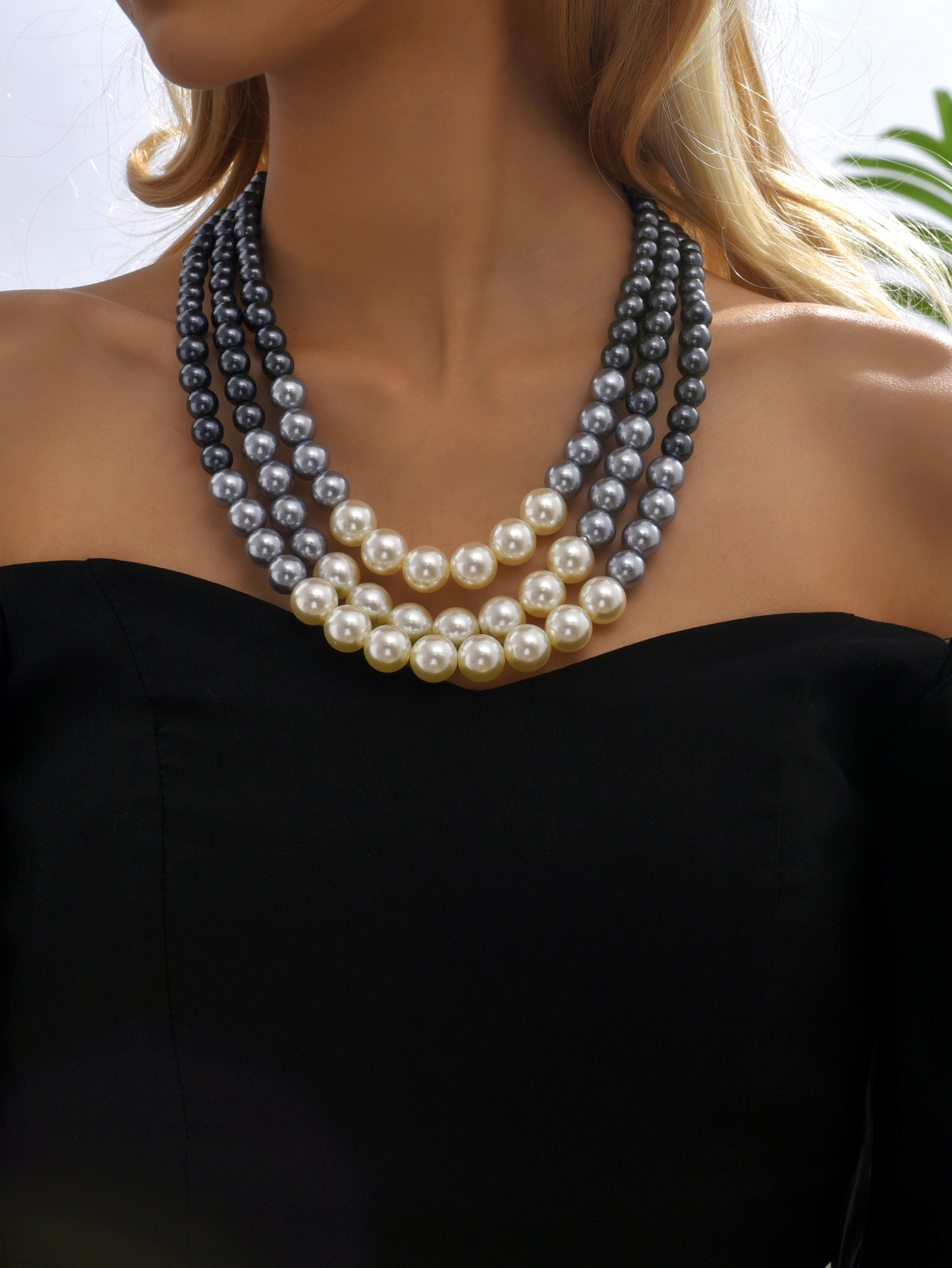 1 Piece Fashion Round Artificial Pearl Alloy Beaded Women's Layered Necklaces display picture 2