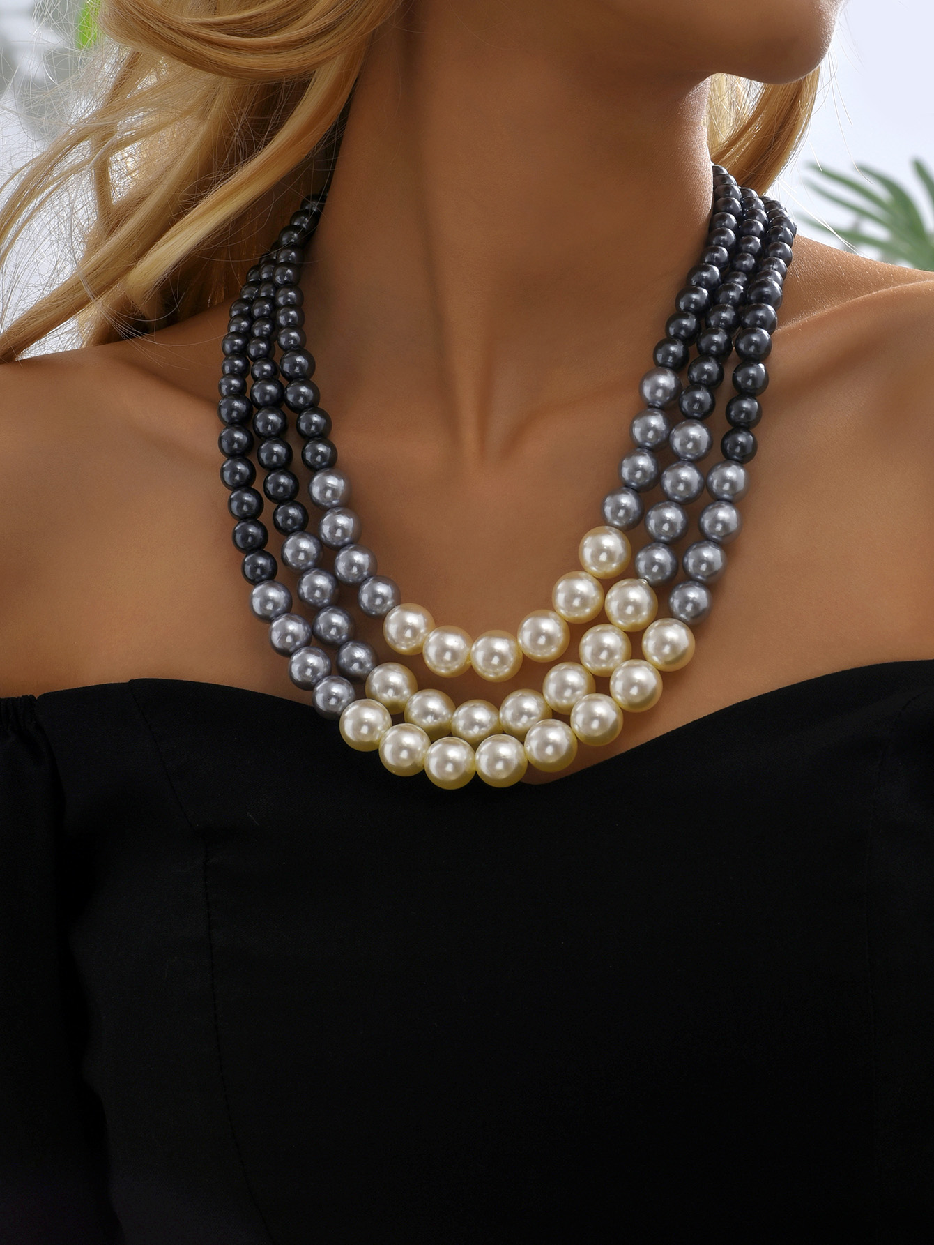 1 Piece Fashion Round Artificial Pearl Alloy Beaded Women's Layered Necklaces display picture 1