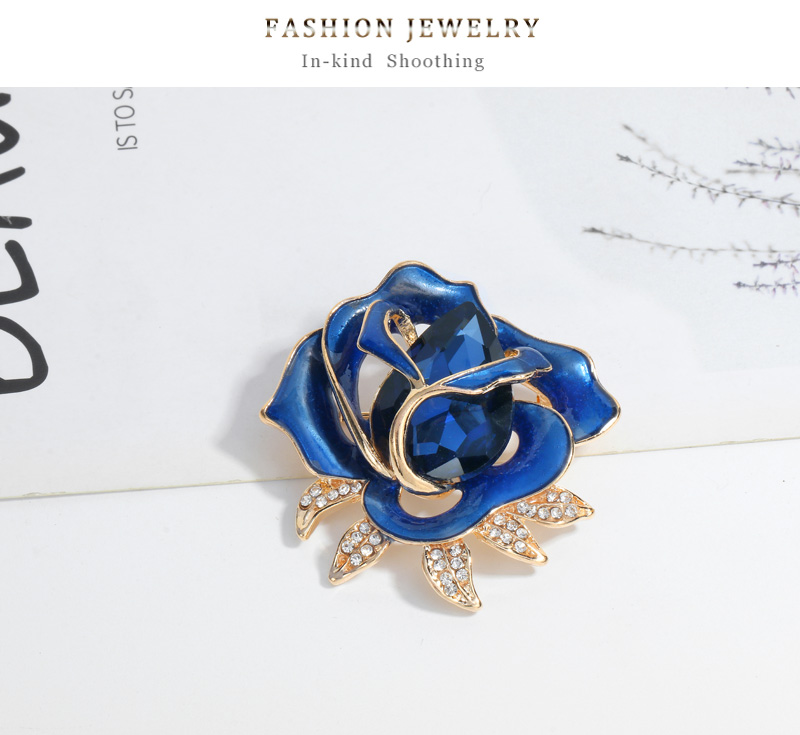 Fashion Rose Alloy Enamel Hollow Out Inlay Rhinestones Glass Women's Brooches display picture 1