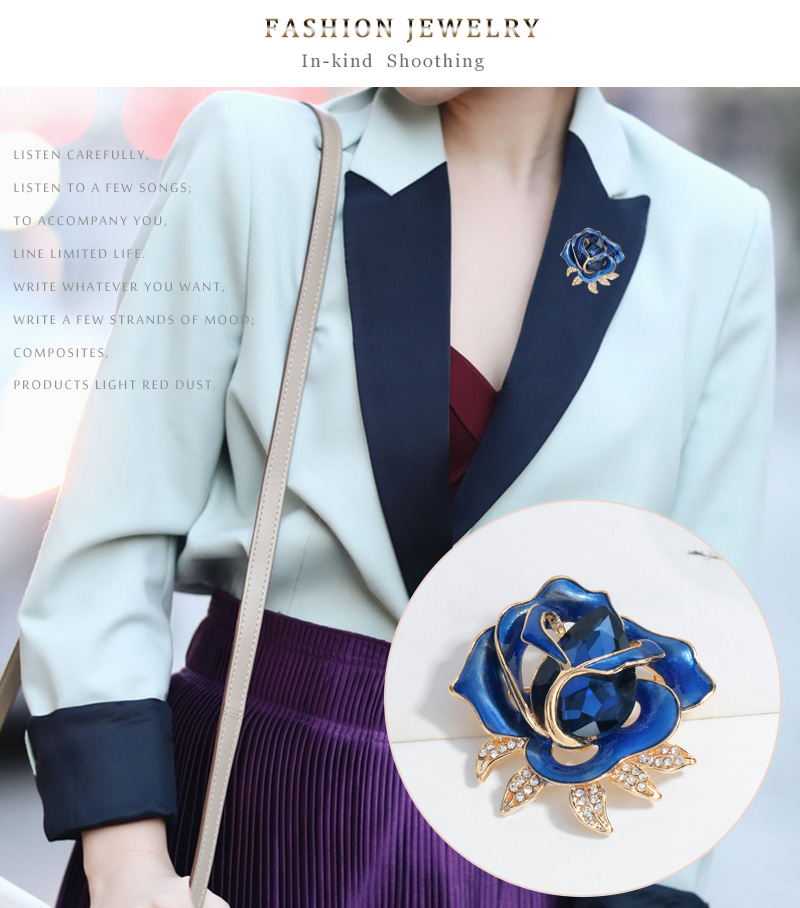 Fashion Rose Alloy Enamel Hollow Out Inlay Rhinestones Glass Women's Brooches display picture 8