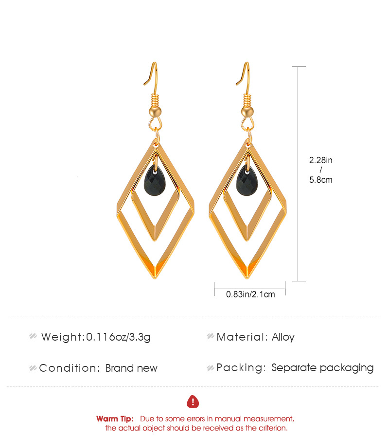 1 Pair Fashion Rhombus Alloy Rhinestone Plating 14k Gold Plated Women's Drop Earrings display picture 1