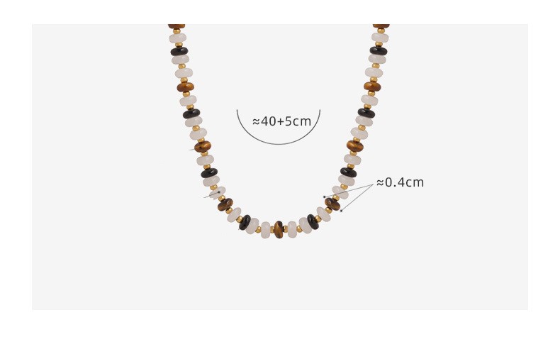 Fashion Circle Agate Tiger Eye Titanium Steel Beaded Plating Necklace 1 Piece display picture 4