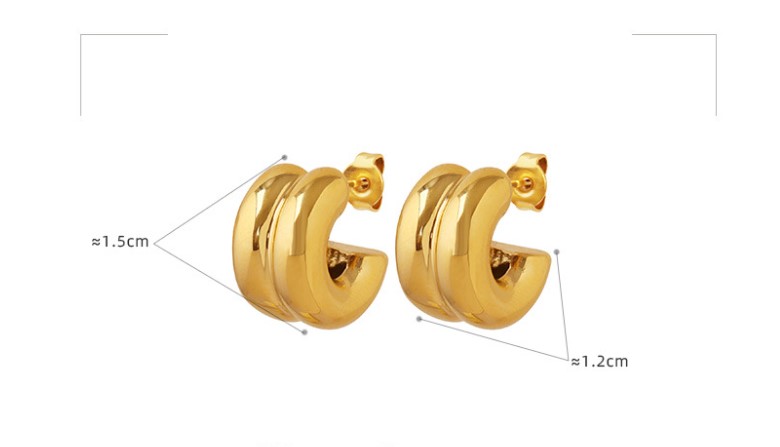 1 Pair Simple Style C Shape Plating Titanium Steel 18k Gold Plated Ear Studs display picture 5