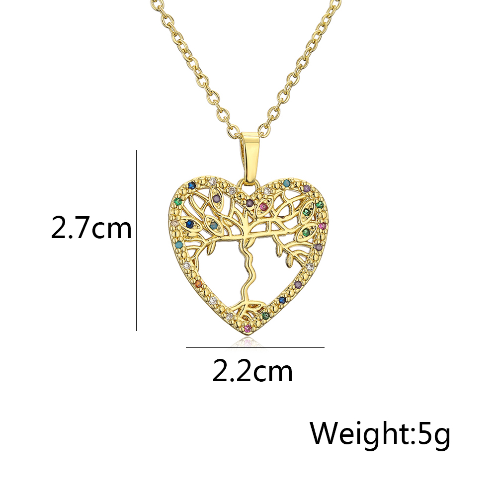 1 Piece Fashion Tree Heart Shape Copper Inlay Zircon Pendant Necklace display picture 3