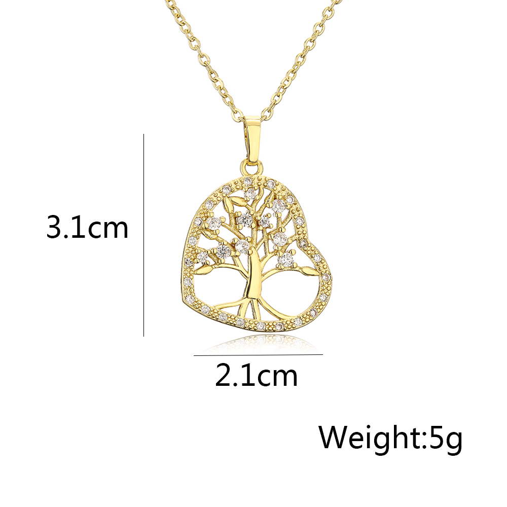 1 Piece Fashion Tree Heart Shape Copper Inlay Zircon Pendant Necklace display picture 1