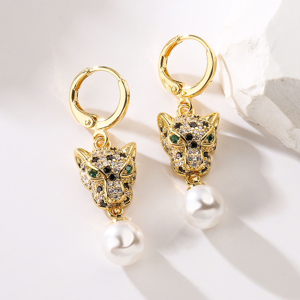 1 Paire Mode Animal Le Cuivre Incruster Zircon Boucles D'oreilles display picture 4