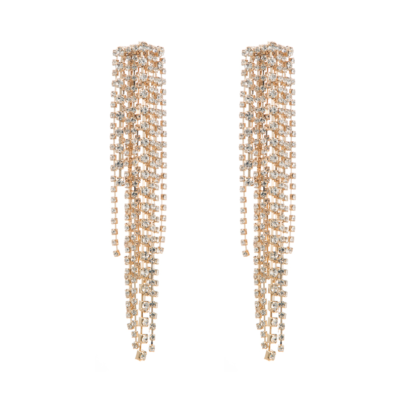 1 Pair Luxurious Fashion Classic Style Tassel Alloy Tassel Inlay Rhinestones Gold Plated Silver Plated Women's Drop Earrings display picture 7
