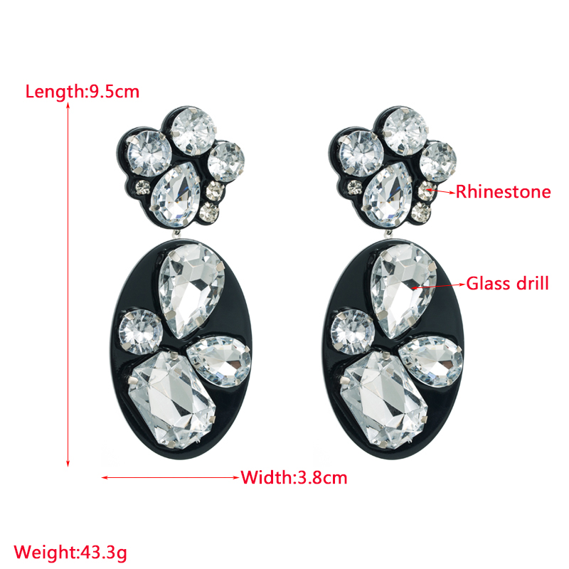 1 Pair Classic Style Oval Water Droplets Arylic Inlay Rhinestones Glass Women's Drop Earrings display picture 1