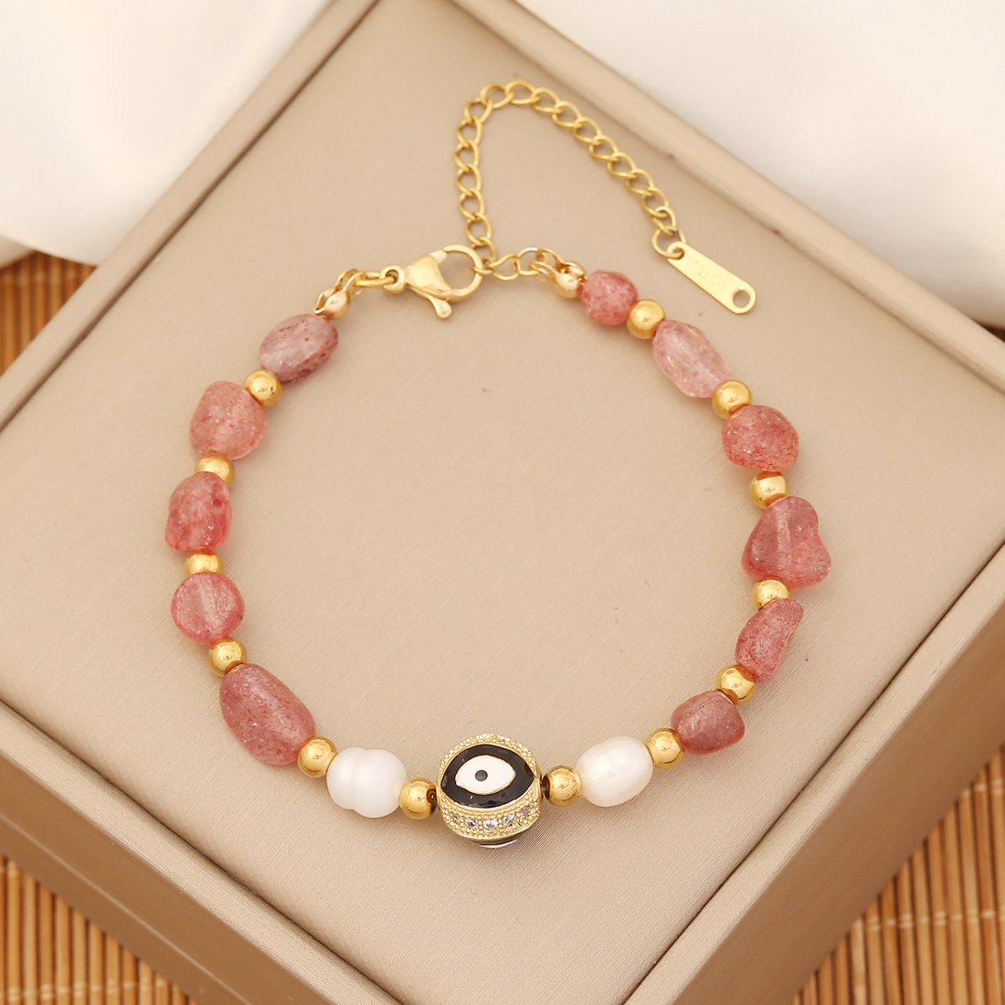 1 Piece Fashion Devil's Eye Stainless Steel Natural Stone Beaded Handmade Bracelets display picture 3