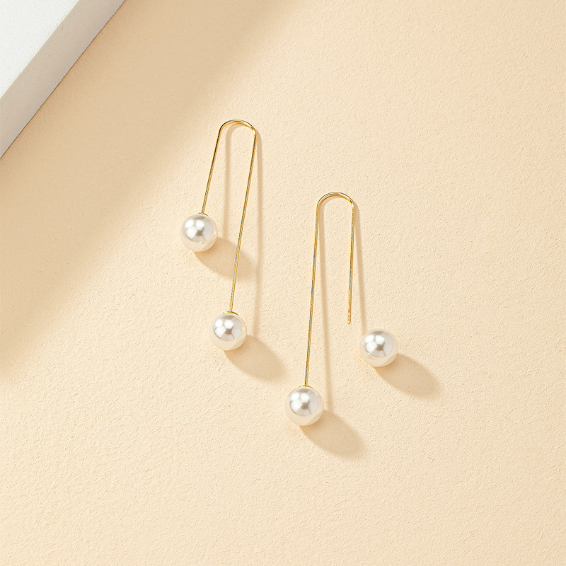 1 Pair Fashion U Shape Pearl Alloy Drop Earrings display picture 1