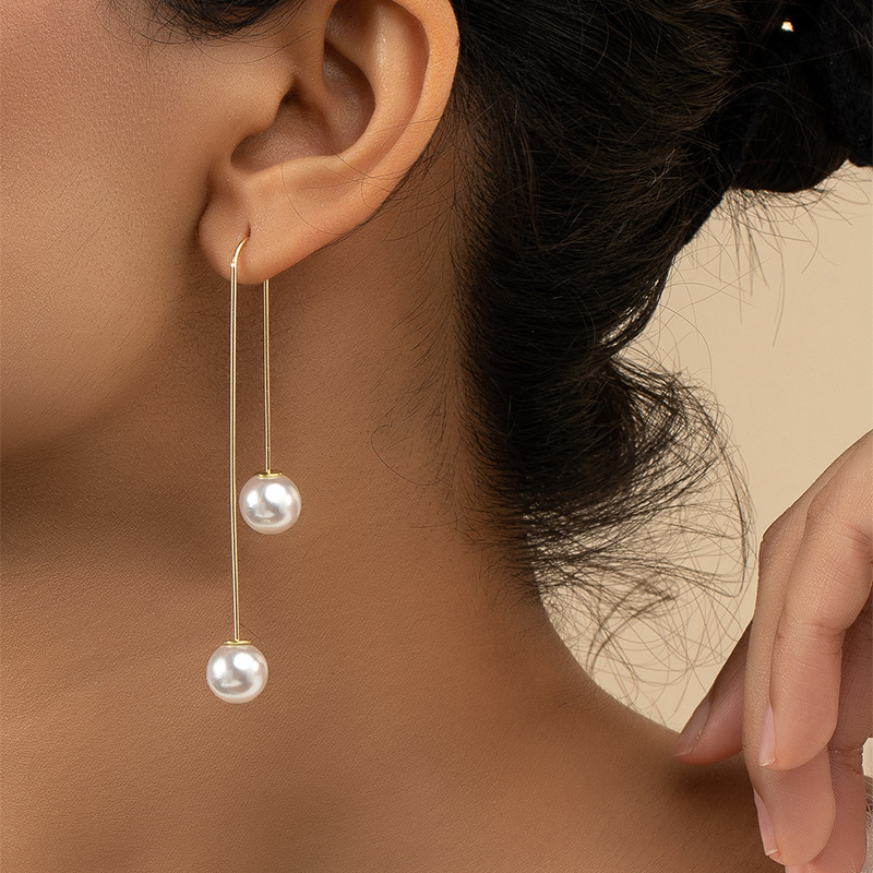 1 Pair Fashion U Shape Pearl Alloy Drop Earrings display picture 2
