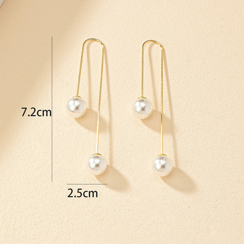 1 Pair Fashion U Shape Pearl Alloy Drop Earrings display picture 5