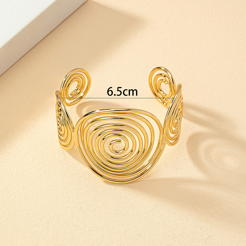 Fashion Round Lines Alloy Plating Women's Bangle display picture 1