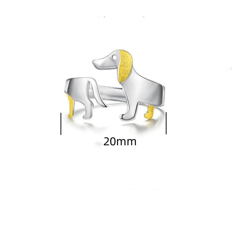 Simple Style Dog Sterling Silver Plating Open Ring display picture 5