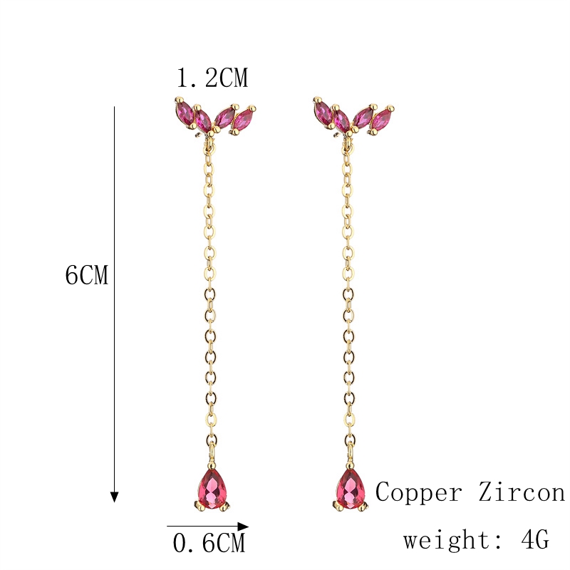 1 Pair Elegant Streetwear Water Droplets Inlay Copper Zircon Gold Plated Drop Earrings display picture 1