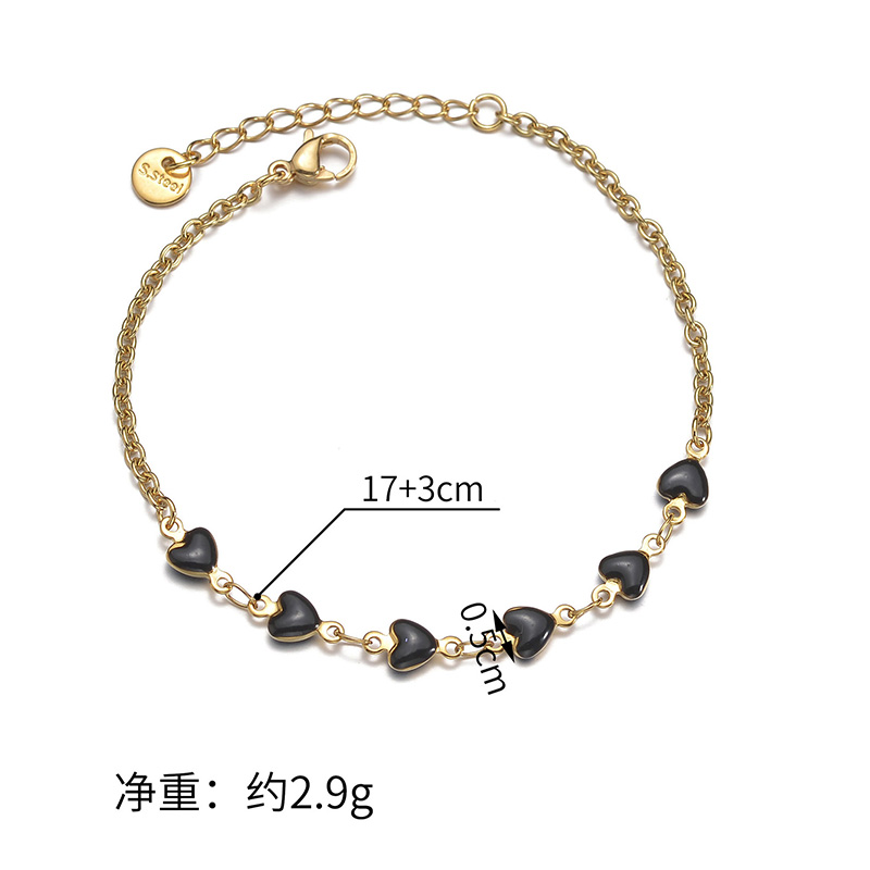 1 Piece Fashion Heart Shape Stainless Steel Enamel Plating Bracelets display picture 7