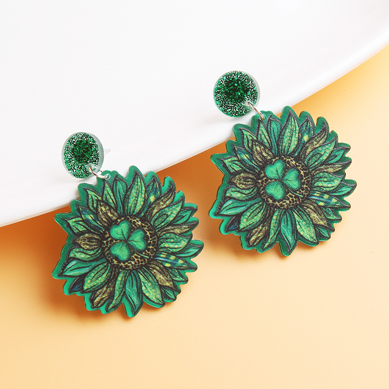 1 Pair Fashion Flower Synthetic Resin St. Patrick Women's Drop Earrings display picture 4
