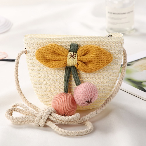 Kid's Small Straw Flower Cute Bucket Zipper Shoulder Bag Crossbody Bag display picture 1
