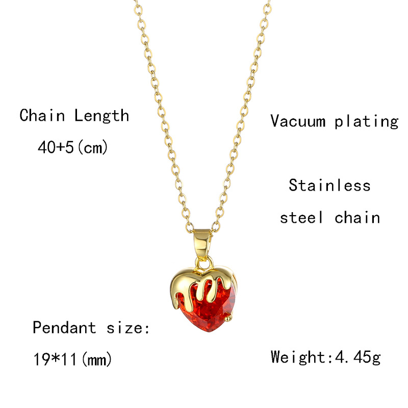 Stainless Steel Brass Fashion Plating Inlay Heart Shape Zircon Pendant Necklace display picture 5