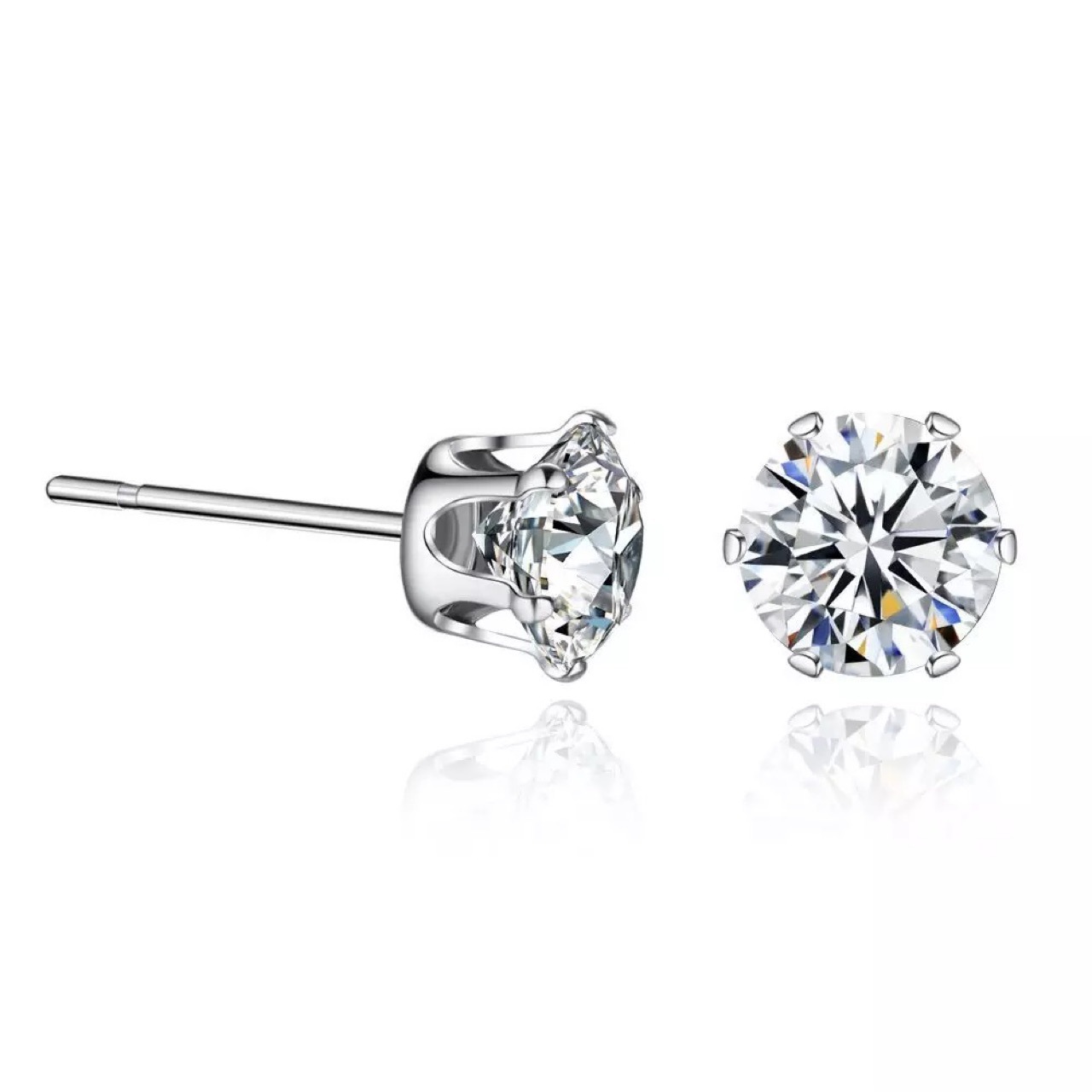 1 Pair Cool Style Shiny Round Plating Inlay Stainless Steel Brass Zircon White Gold Plated Platinum Plated Silver Plated Ear Studs display picture 5