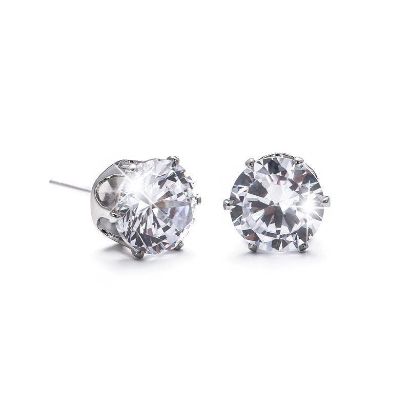 1 Pair Cool Style Shiny Round Plating Inlay Stainless Steel Brass Zircon White Gold Plated Platinum Plated Silver Plated Ear Studs display picture 4