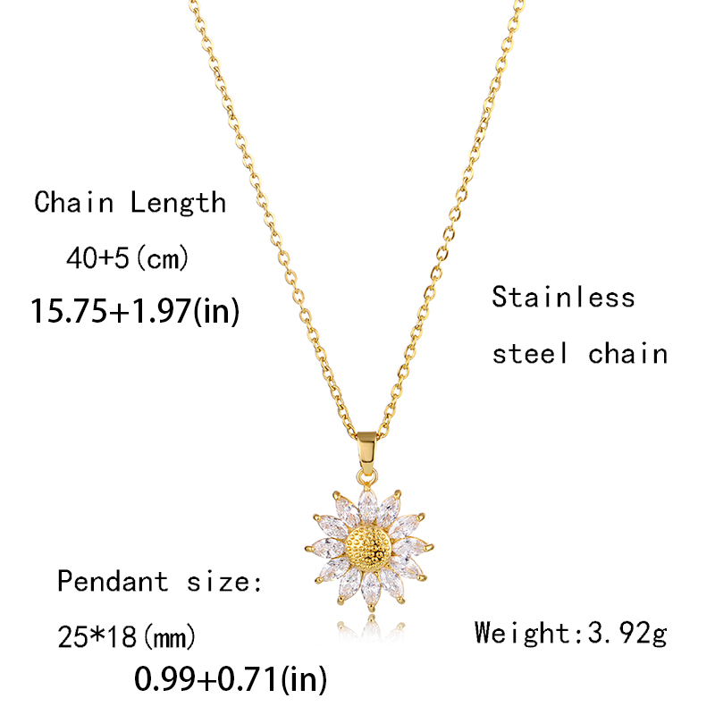 Stainless Steel Brass Fashion Plating Inlay Flower Zircon Pendant Necklace display picture 1