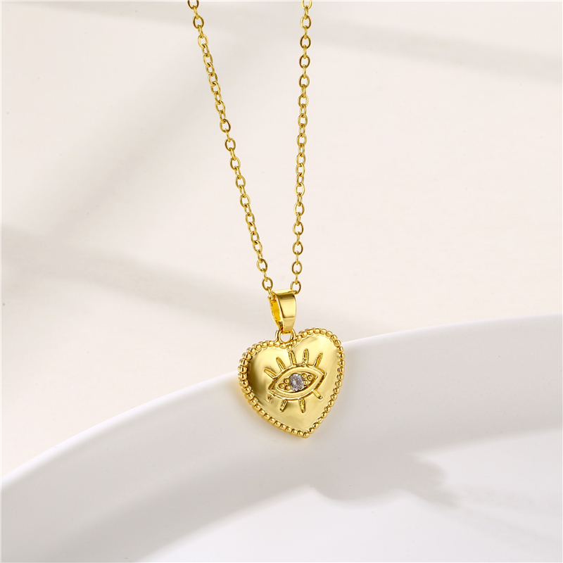 Stainless Steel Titanium Steel 18K Gold Plated INS Style Plating Inlay Sun Heart Shape Whale Zircon Pendant Necklace display picture 15