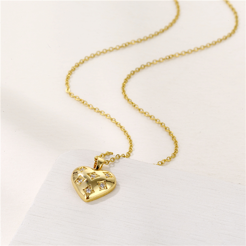 1 Piece Fashion Heart Shape Stainless Steel Brass Plating Inlay Zircon Pendant Necklace display picture 3