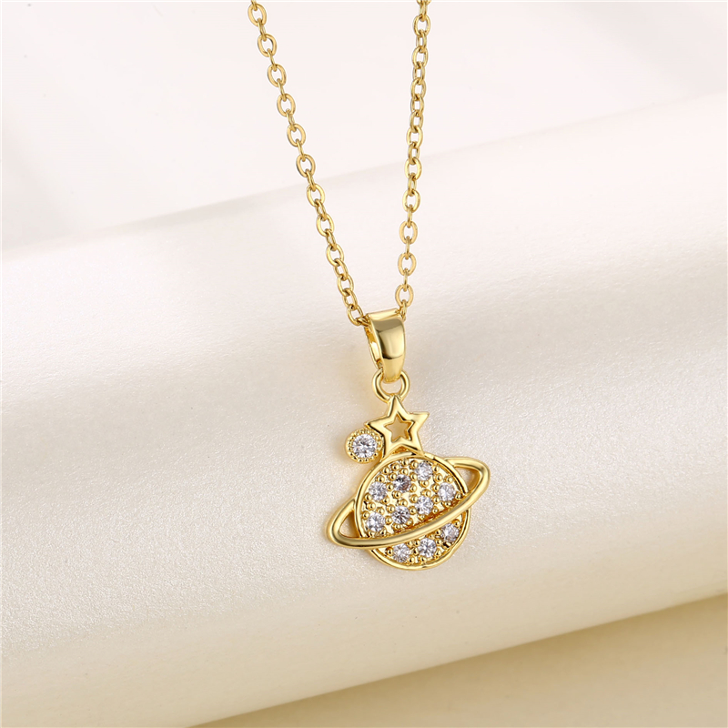 Fashion Round Heart Shape Snowflake Stainless Steel Titanium Steel Plating Inlay Zircon 18k Gold Plated Gold Plated Pendant Necklace display picture 5