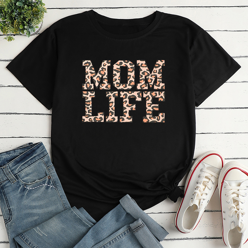 Women's T-shirt Short Sleeve T-shirts Printing Casual Mama Letter Leopard display picture 1
