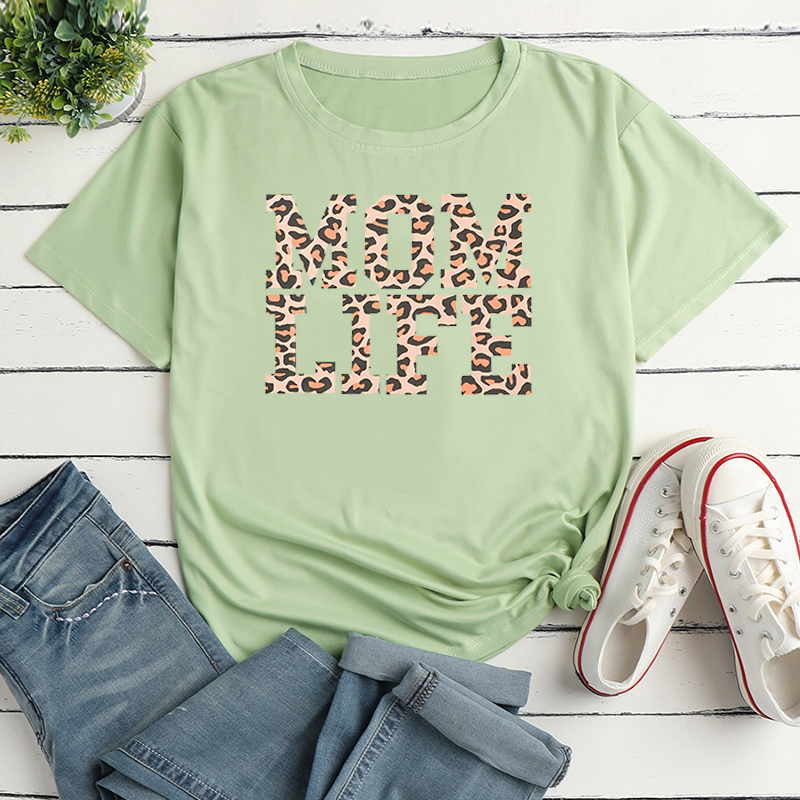 Women's T-shirt Short Sleeve T-shirts Printing Casual Mama Letter Leopard display picture 4