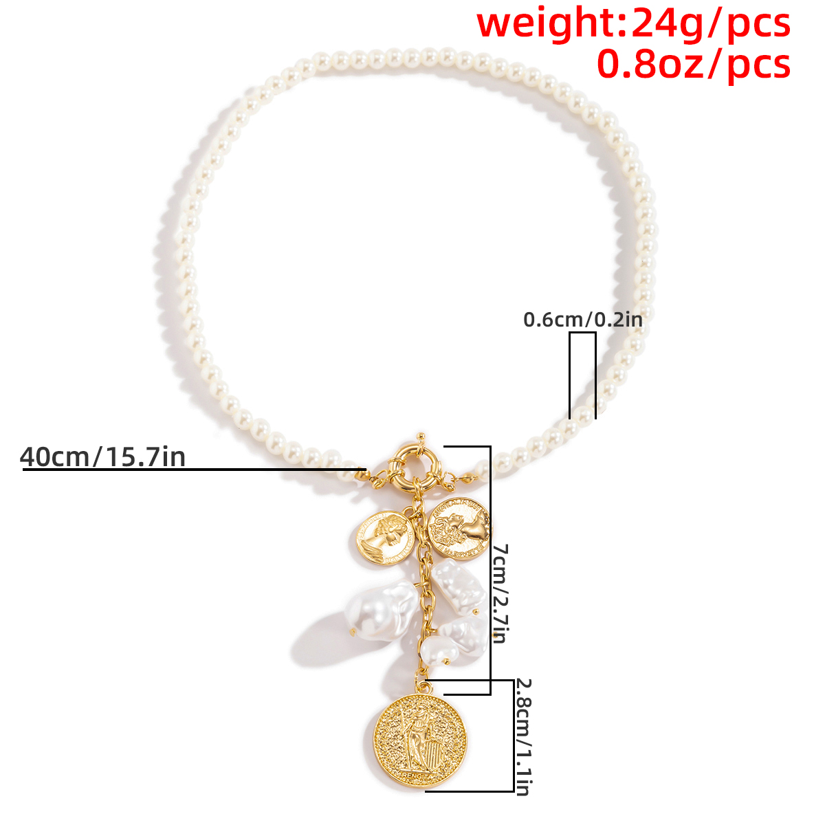 Wholesale Jewelry Retro Portrait Circle Artificial Pearl Alloy Iron Necklace display picture 1