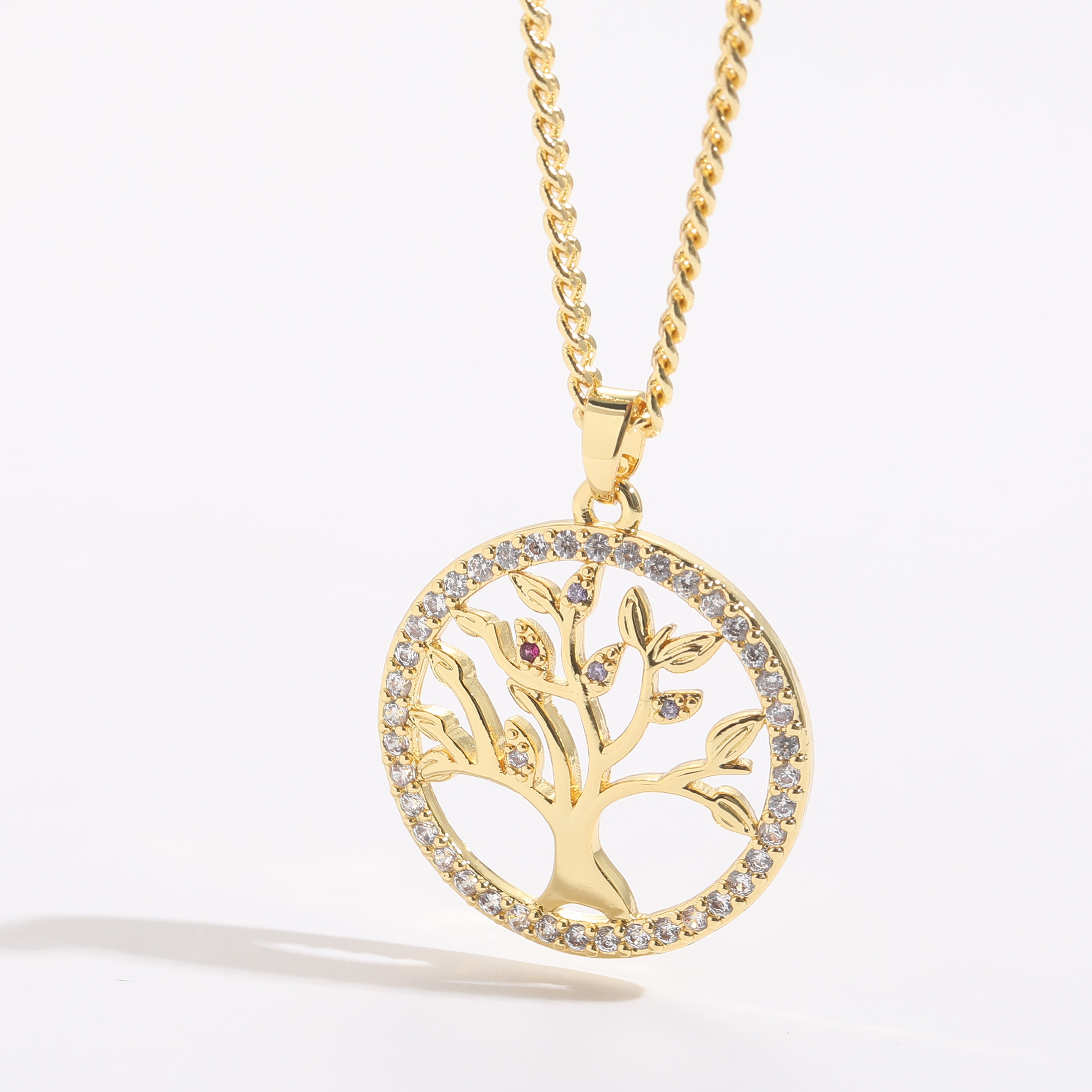 1 Pièce Style Coréen Arbre Forme De Cœur Le Cuivre Incruster Zircon Plaqué Or 14k Pendentif display picture 2