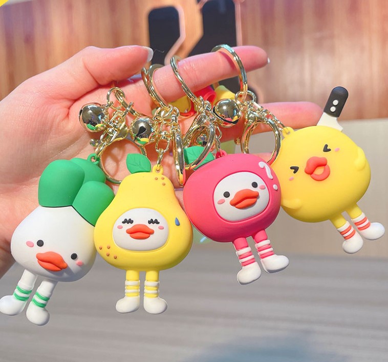 1 Piece Cute Letter Duck Pvc Women's Bag Pendant Keychain display picture 1