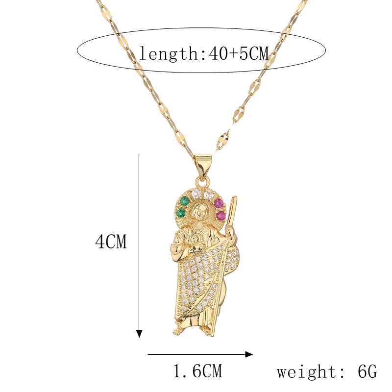 Vintage Style Human Copper Gold Plated Zircon Pendant Necklace In Bulk display picture 1