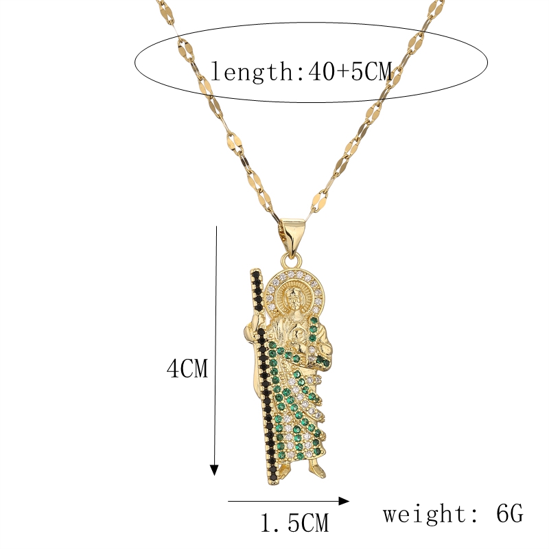 Vintage Style Human Copper Gold Plated Zircon Pendant Necklace In Bulk display picture 5