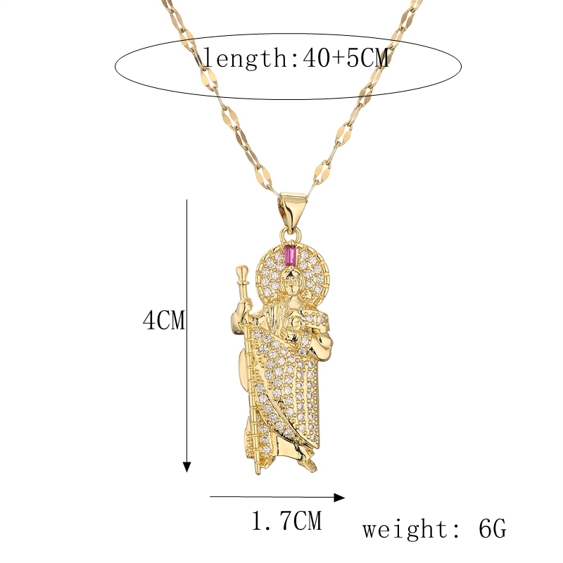 Vintage Style Human Copper Gold Plated Zircon Pendant Necklace In Bulk display picture 4