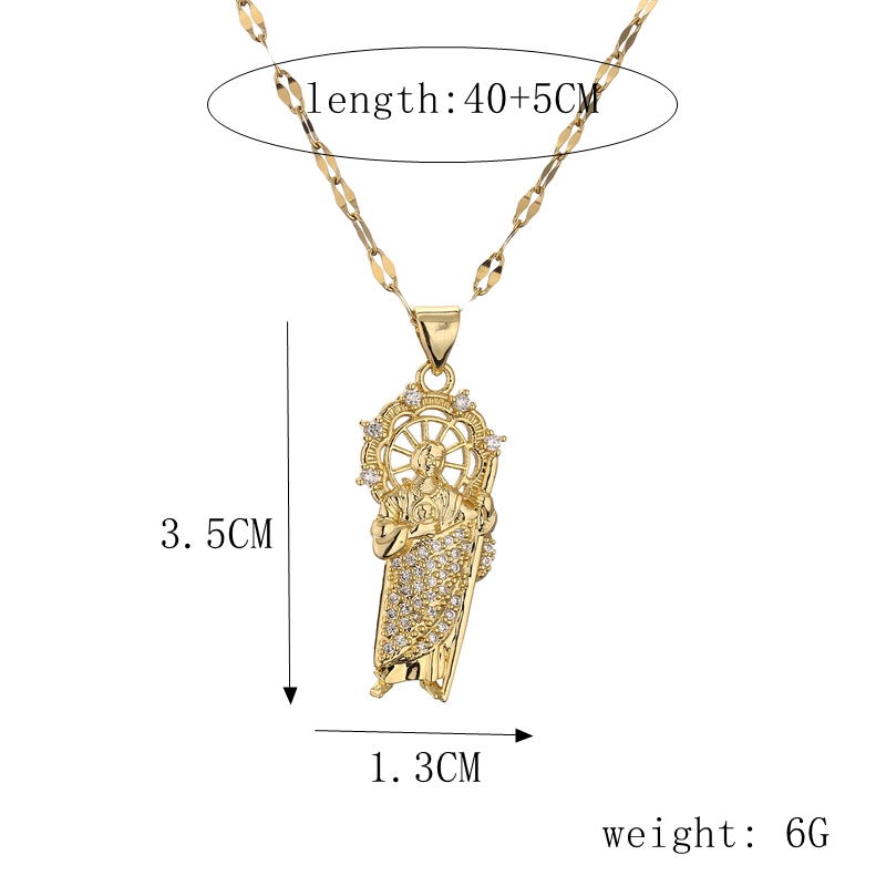 Vintage Style Human Copper Gold Plated Zircon Pendant Necklace In Bulk display picture 3